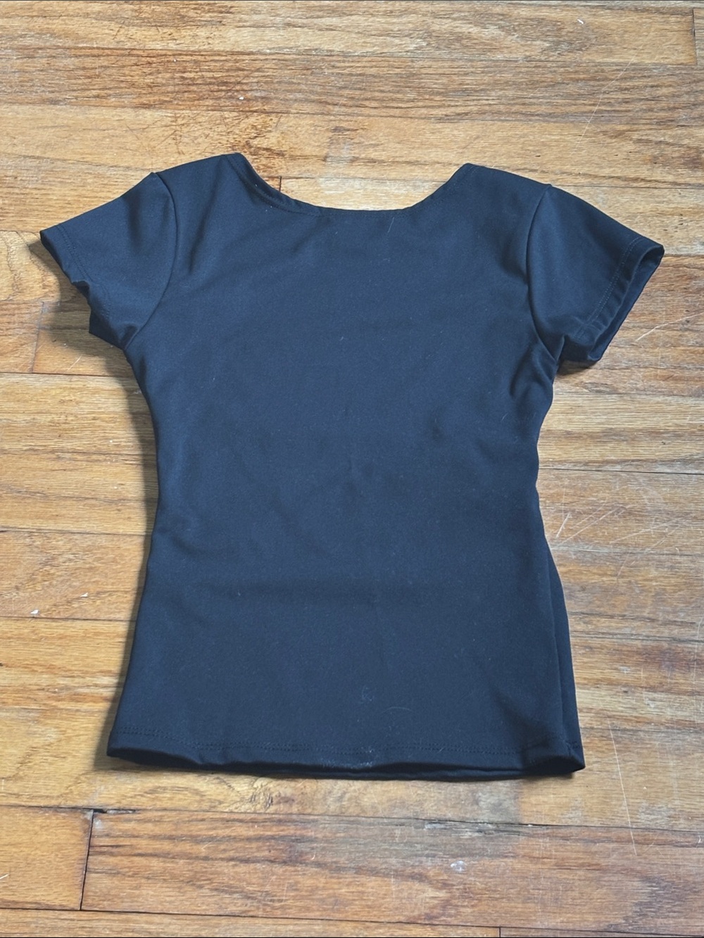 Women's Black Short-Sleeve Open Back Top